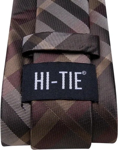 Vista 336 de Hi-Tie Corbata clásica de cachemira para hombre con pañuelo y gemelos a cuadros