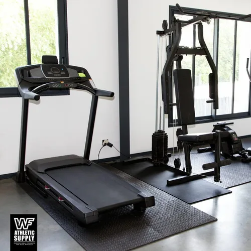 Vista 9 de WF Athletic Supply Tapete de ejercicio de rompecabezas, azulejos entrelazados de espuma EVA con borde, 1/2 pulgada de grosor entrelazado de espuma