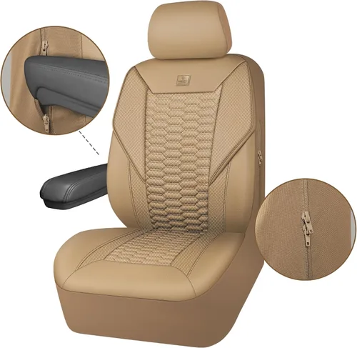Vista 8 de CAR PASS Juego completo de fundas para asientos de coche de malla de espuma 3D de cuero, fundas para asientos de coche de malla transpirable