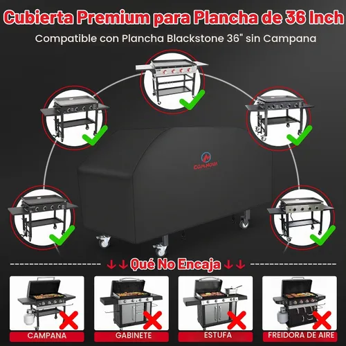 Vista 4 de Comnova - Cubierta de parrilla para Blackstone de 36 pulgadas - Funda de parrilla plana de 36" de 600D sin capucha, cubiertas de parrilla