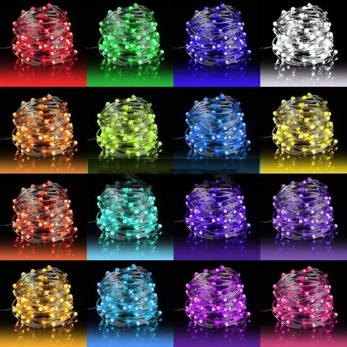 Vista 10 de Omika guirnalda de luces LED multicolor, cambian de color, impermeables, luces intermitentes con control remoto para interiores, exteriores