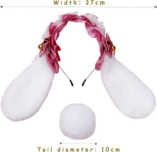 Vista 3 de Cosplay Girl - Diadema de peluche con orejas de conejo, accesorio para la cabeza