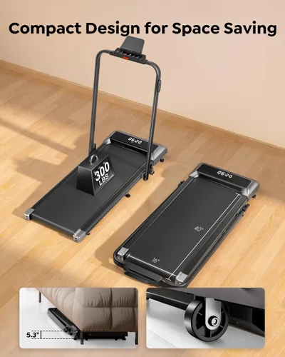 Vista 11 de Acezoe Caminadora Walking Pad con Inclinación, 2 en 1 Caminadoras Plegables para Casa Oficina Pequeña, 300lbs Caminadora Portátil Compacta Bajo