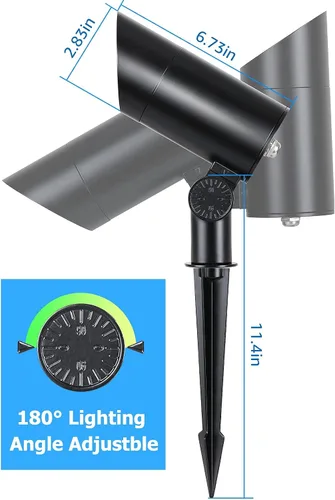 Vista 7 de SUNVIE - Paquete de 2 focos LED para exteriores de 30 W, foco ultrabrillante de 120 V, 3000 lm, con poste de bandera de metal, luz de inundación