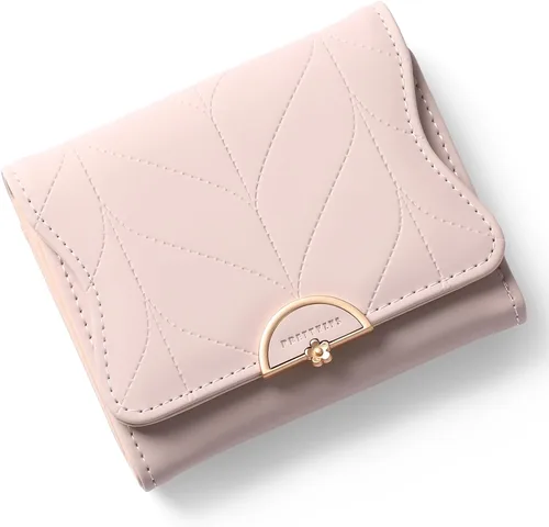 Vista 18 de RNIEGA Cartera pequeña de cuero para mujer, con bloqueo RFID, tarjetero compacto con cremallera y bolsillo para monedas con ventana de identificación