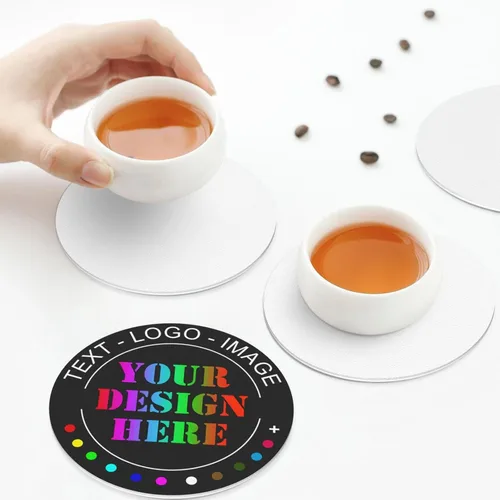 Vista 7 de Posavasos personalizados, resistentes al calor, antideslizantes, de cuero, para añadir tu foto, texto, logotipo, imagen para auto, taza de café