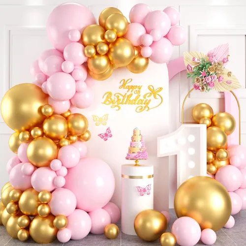 Vista 19 de Kit de arco de globos rosa y azul, kit de guirnalda de 100 globos azul claro rosa macarrón para revelación de género, globos de diferentes tamaños
