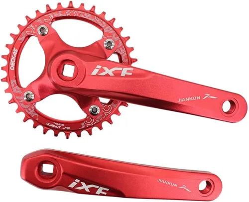 Vista 12 de DJC MTB - Juego de bielas cuadrado con agujero cónico 104BCD con plato 32 34 36 38T 6.693 in 6.890 in Bielas aluminio negro rojo