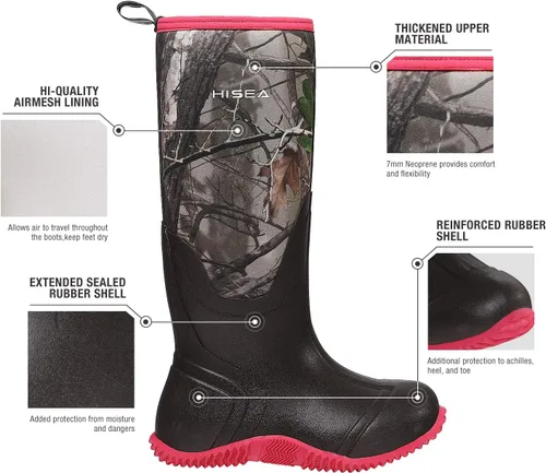 Vista 3 de Hisea - Botas de caza impermeables con aislamiento de media pantorrilla para mujer