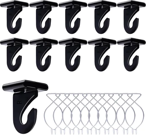 Vista 6 de 40 ganchos de techo colgantes para aulas y oficinas, ganchos de techo negros resistentes para plantas colgantes y decoraciones, ganchos de metal