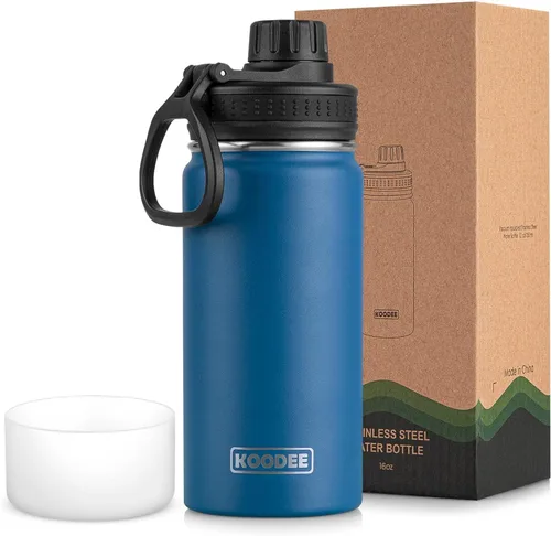 Vista 110 de koodee Botella de agua para niños, botella de agua de acero inoxidable de 12 onzas con aislamiento al vacío para la escuela, botella de agua de boca