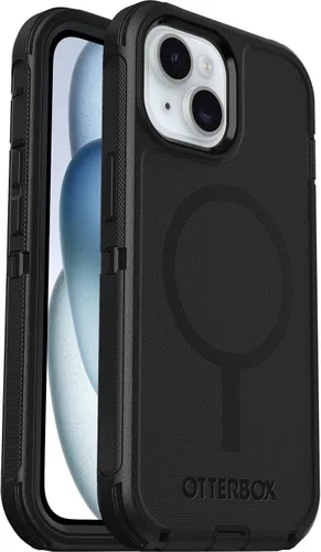 Vista 4 de OtterBox iPhone 16e, 15, 14 y 13 Defender Series - Negro, sin pantalla, resistente y duradero, con protección de puerto, se ajusta a MagSafe
