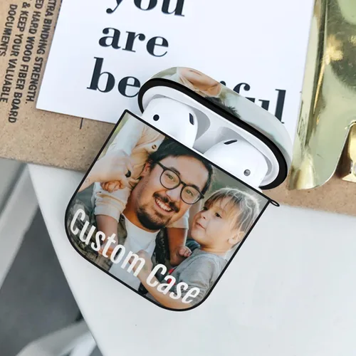 Vista 5 de Funda personalizada con tu foto, texto, nombre, funda personalizable compatible con Airpod, funda personalizada con llavero