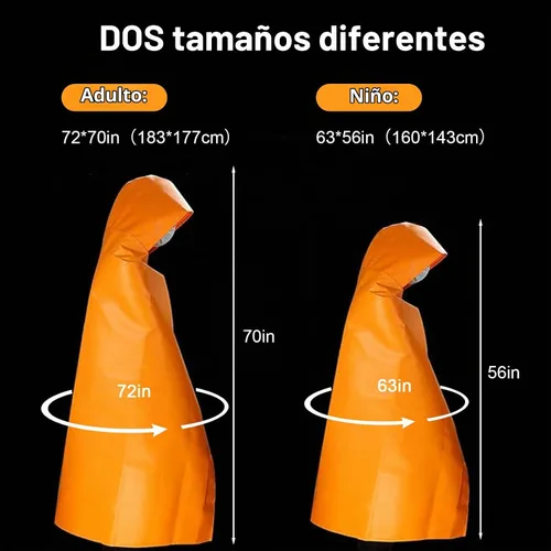 Vista 3 de Capa de escape de incendios, extra grande, de emergencia utilizada como Naranja