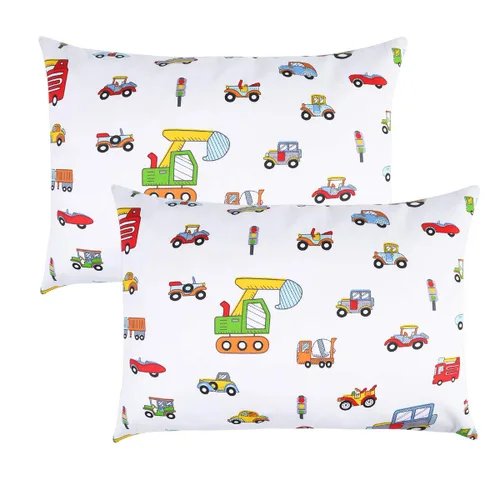 Vista 8 de Paquete de 2 fundas de almohada para niños pequeños, 100% algodón de 14 x 19 pulgadas, se adapta a almohadas de ropa de cama de niños pequeños de 14