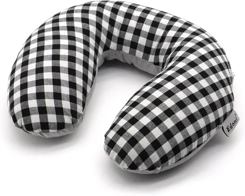 Vista 13 de Almohada de cuello de trigo sarraceno con funda de almohada de doble capa, almohadas ajustables firmes en forma de U, transpirables para un sueño