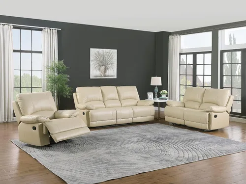 Vista 28 de Blackjack Furniture Brantley Collection - Sofá biplaza reclinable tapizado de cuero con consola, asientos acolchados de felpa con bobina Marrón