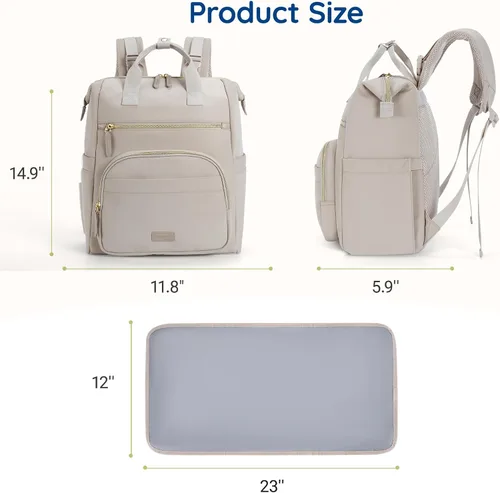 Vista 6 de mommore Mochila de neopreno para pañales de bebé, pequeña y ligera, resistente al agua, para niños y niñas, recién nacidos, con cambiador, correas