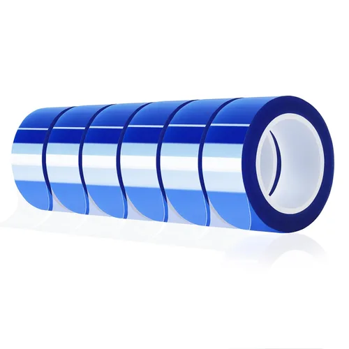 Vista 9 de MEBMIK 2 rollos de 20 mm x 16 m (52 pies) Cinta térmica azul de alta temperatura, cinta resistente al calor, cinta de transferencia de calor