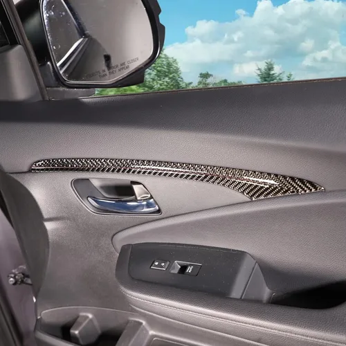 Vista 3 de 4 piezas de decoración de puerta delantera para Honda Pilot 2016-2022, fibra de carbono, paneles interiores de puerta interior automotriz