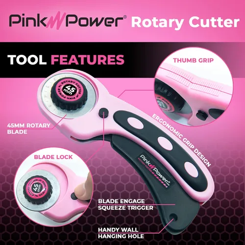 Vista 6 de Pink Power - Tijeras eléctricas de tela para manualidades, costura, cartón, alfombra y scrapbooking - Herramienta de corte de alta resistencia