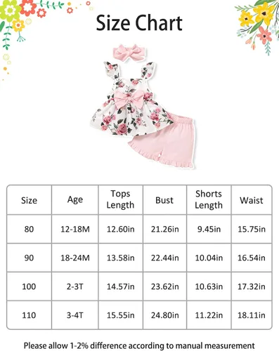 Vista 5 de Conjunto de ropa de bebé para niña pequeña con volantes de manga larga pantalones florales con diadema para otoño e invierno