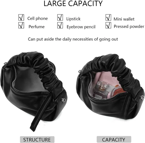 Vista 4 de KingTo Bolso pequeño de hombro para mujer, bolso de mano suave de diseñador en la nube, bolso cruzado ligero