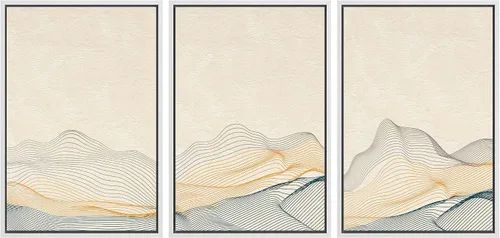 Vista 113 de SIGNWIN Lienzo enmarcado para pared, juego de arte tranquilo con reflejo de lago, acuarela, montaña y agua, ilustraciones modernas, arte abstracto