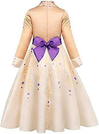 Vista 5 de Vestido de disfraz de princesa Anna para niñas con accesorio para Halloween cumpleaños para dormir sobre fiesta