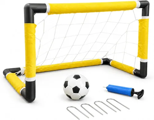 Vista 7 de Juego de portería de fútbol para niños con pelota, bomba y red, juguete deportivo portátil al aire libre para diversión de verano, fácil