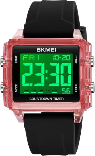 Vista 2 de Gosasa Unisex Digital Watch Women Men Multifunction Outdoor Sport Watches Casual Silicone Strap Stopwatch Alarm Countdown Dual Time 50M Waterproof