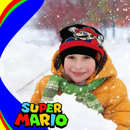 Vista 7 de Nintendo Super Mario - Conjunto de gorro y guantes de invierno para niños para clima frío, edad 4-7, Multicolorido