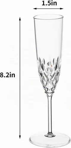 Vista 6 de XKXKKE Copas de Champán de Plástico, 8 Piezas Copas de Champán Irrompibles Reutilizables Elegantes de Cristal Transparente, 5 oz Copas de Acrílico