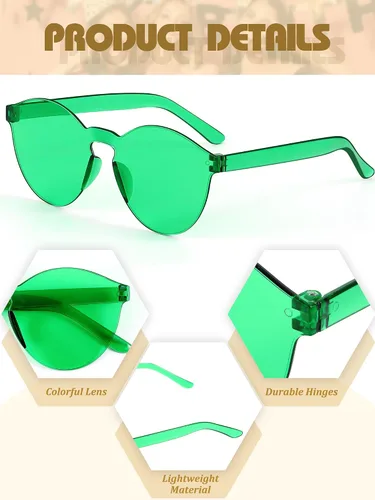 Vista 3 de Hoteam 24 pares de lentes de sol redondos sin montura a granel tintados para fiesta, lentes transparentes de color caramelo para mujeres y hombres