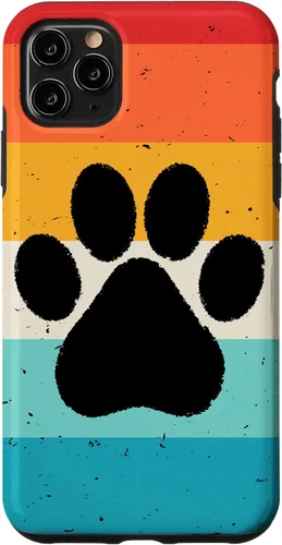Vista 13 de iPhone 16 Gato Perro Paw Print en estilo retro Vintage Case