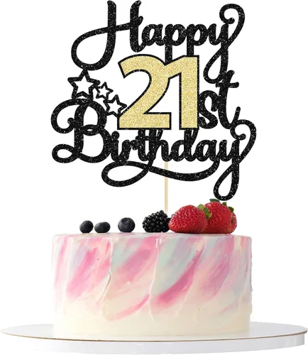 Vista 18 de 1 pieza de decoración de pastel de 8º cumpleaños con purpurina y saludos a 8 años, decoración de pastel de feliz cumpleaños para fiesta de 8 años