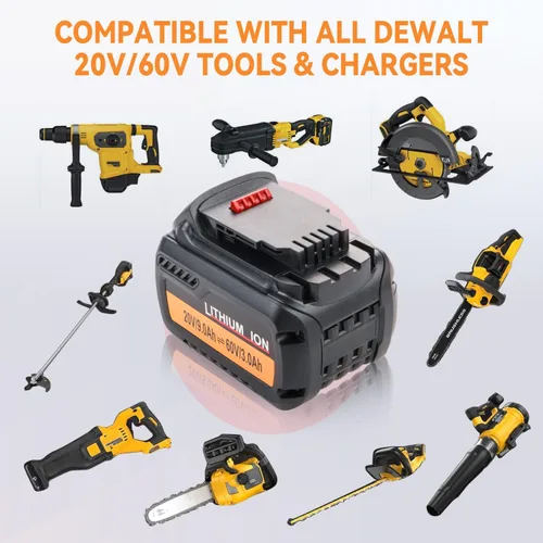 Vista 3 de Paquete de 2 unidades de repuesto de 20 V/60 V 6.0 Ah para batería DeWalt 60V Flexvolt DCB606 DCB609 DCB612, compatible con herramientas eléctricas