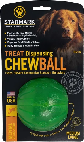 Vista 2 de Starmark Treat Dispensing Chew Ball - Juguete resistente para perros, mediano/grande para razas grandes