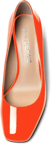 Vista 3 de WAYDERNS Zapatos de tacón alto con punta cuadrada sólida para mujer, de 3 pulgadas