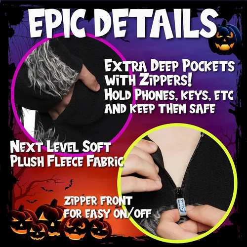 Vista 5 de Funziez! Spider Adult Onesie - Tarantula Halloween Costume - Plush One Piece Cosplay Suit for Adults, Women and Men