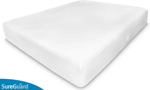 Vista 3 de Funda SureGuard Mattress Encasement de seis lados con cremallera, 100 % impermeable, hipoalergénica, Profunidad de 22.86 - 30.48 cm, Blanco, gemelo