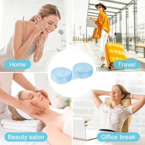 Vista 6 de Paquete de 50 Estuches para Lentes de Contacto, Estuches de Contacto Transparentes a Granel en 5 Colores, Lindo Estuche para Lentes de Contacto a