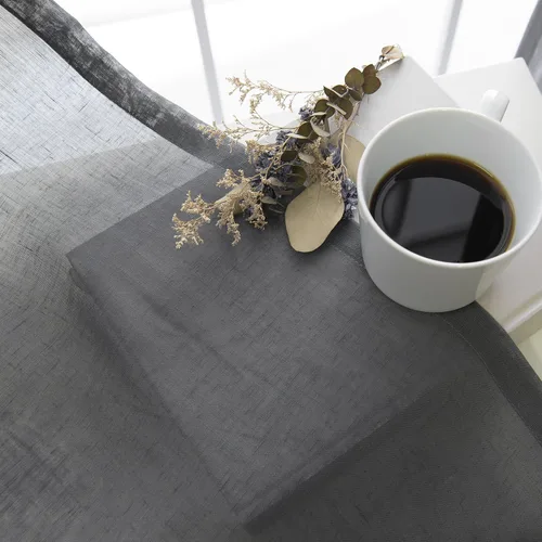 Vista 6 de Best Home Fashion Juego de 2 cortinas traslúcidas de lino sintético con pestaña torcida, tratamiento de ventana para sala de estar, comedor, Gris