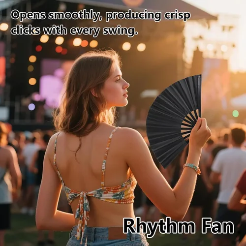 Vista 2 de Large Folding Hand Fans (6pcs) for Line Dancing
