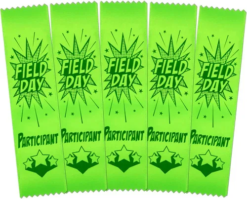 Vista 5 de RibbonsNow Cintas para participantes del día de campo escolar - 100 cintas de estilo marcador verde intenso