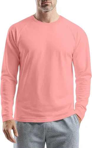 Vista 17 de Camisetas para hombre, manga larga, color sólido, cuello redondo, camisetas básicas informales, M-3XL