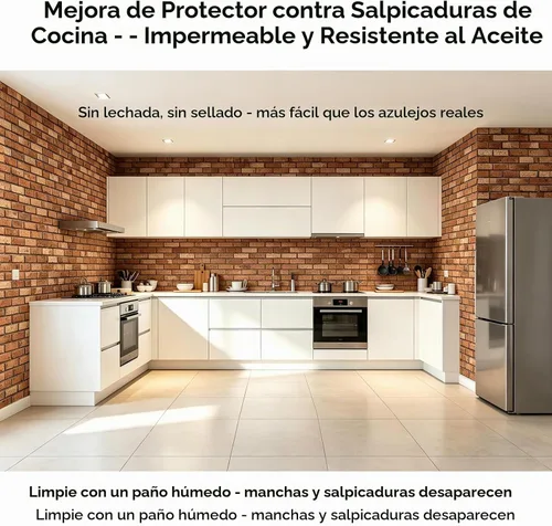 Vista 6 de Paneles de pared 3D para despegar y pegar, paquete de 10 paneles de PVC texturizados de ladrillo, azulejos de pared autoadhesivos impermeables