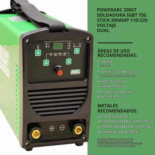 Vista 5 de PowerARC 200ST 200amp TIG Stick IGBT soldador 110/220 voltaje dual