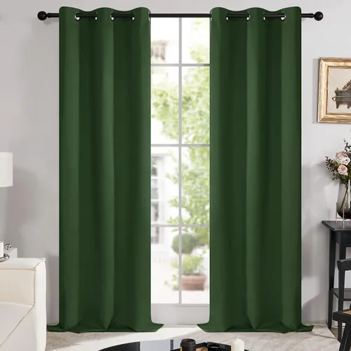 Vista 246 de Deconovo Cortinas opacas 100% con forro negro, cortinas con ojales aisladas térmicamente que reducen el ruido, doble capa para oscurecer