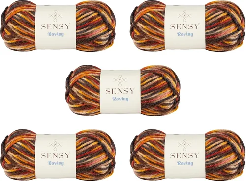 Vista 82 de Sensy Roving - Ovillo de lana multicolor, 3.5 onzas, 132 yardas, calibre 5, voluminoso (otoño)